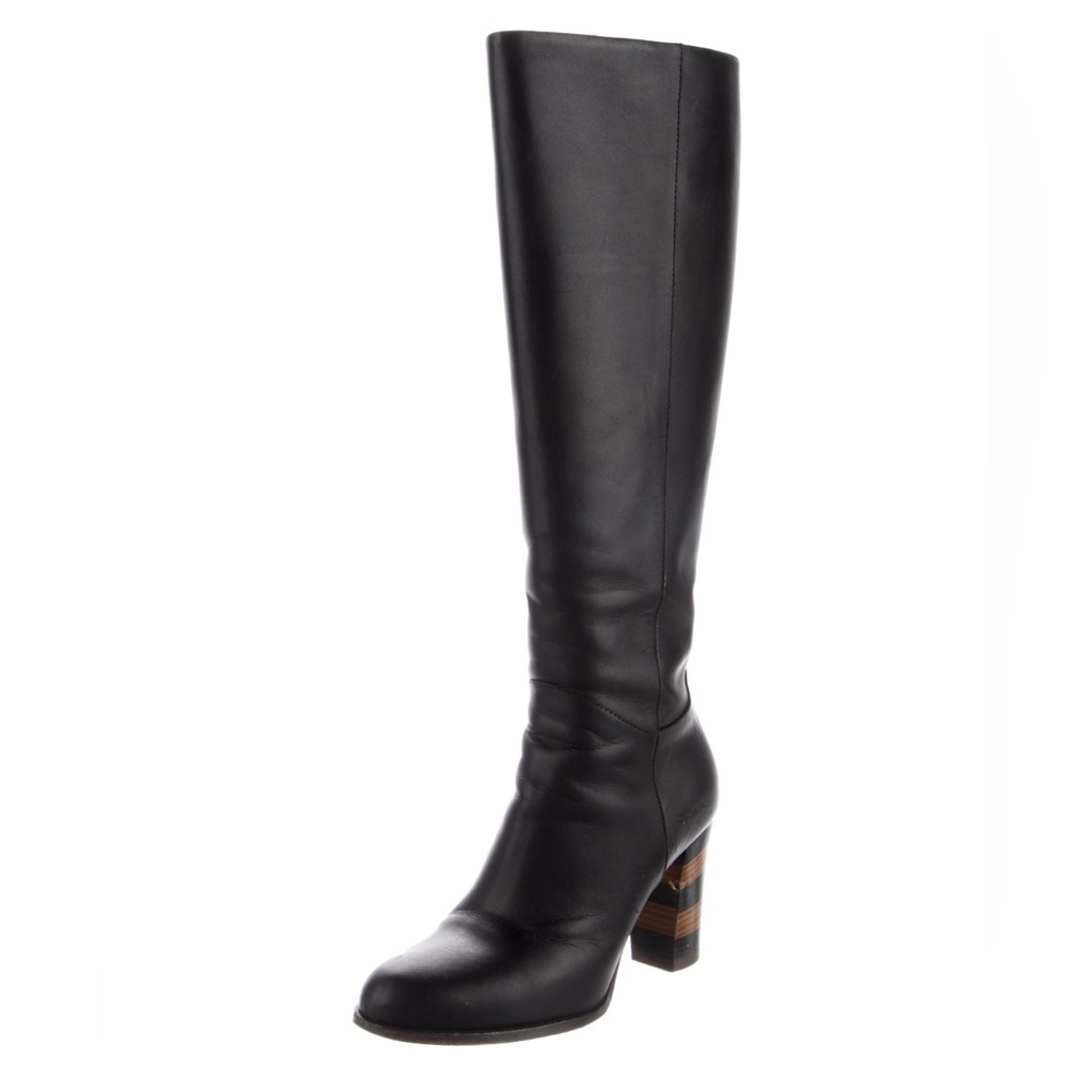 Fendi Leather Knee High Riding Boots
